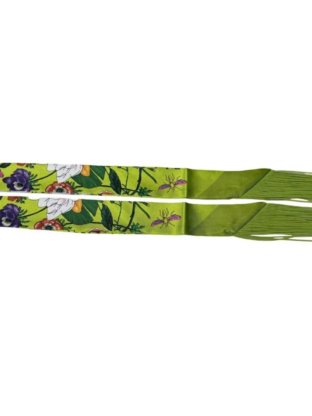 Vibrant Green Print Fringe Handbag Wrap Scarf Purse Accessory
